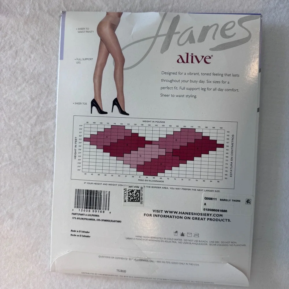 Hanes Alive Pantyhose Women Size A Barely There Full Support Sheer Toe 4 Pack